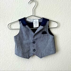 Koala Baby Boutique navy blue herringbone knit 2 button formal vest